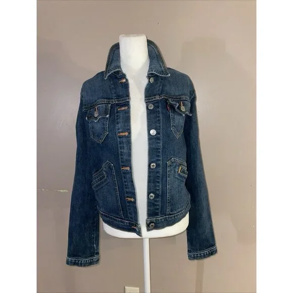 Levis Trucker Jean Jacket Blue Denim Jean Medium Wash Pockets Sz Junior Large - Picture 1 of 7